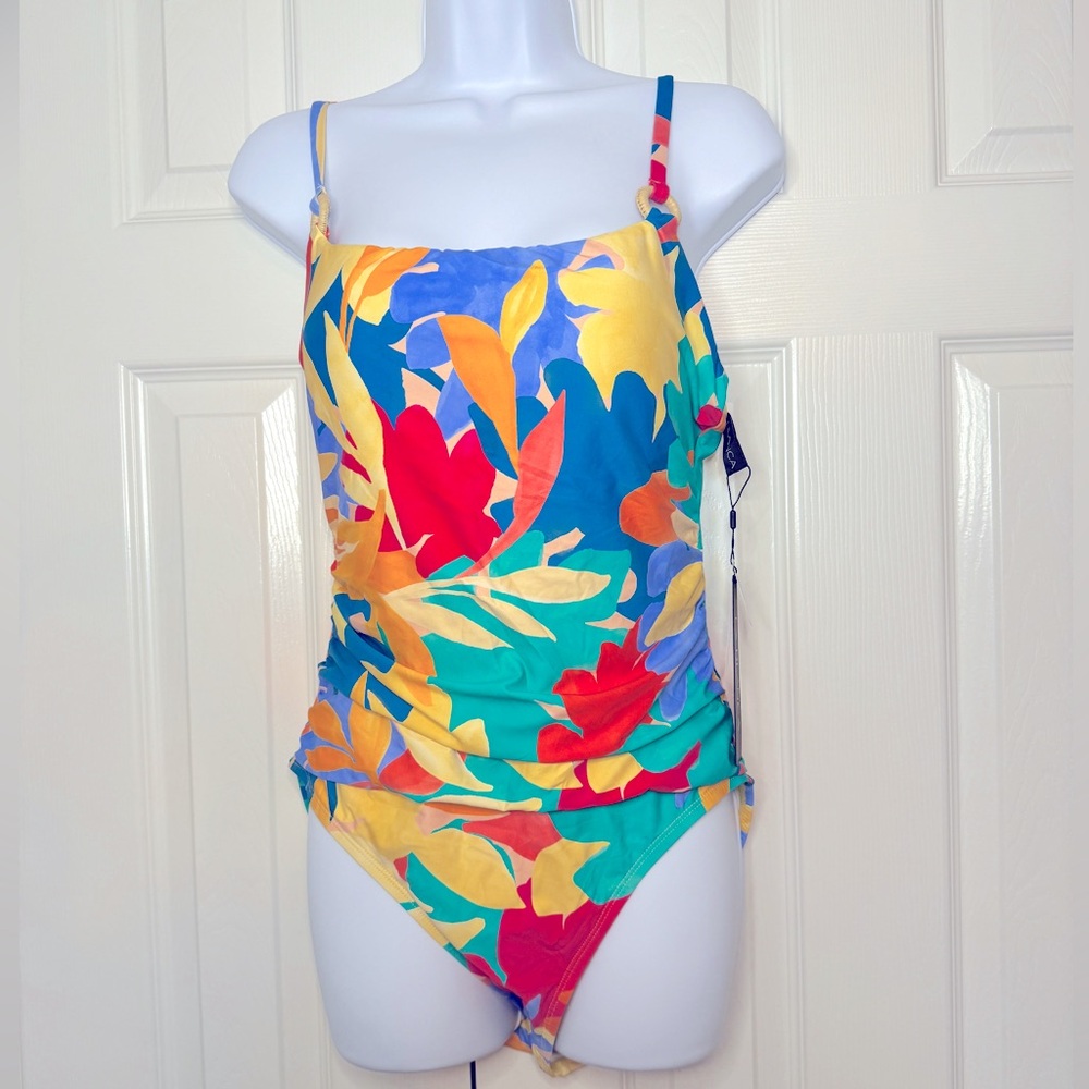 NWT La Blanca Fantasy Resort one piece multi-colored swimsuit size 12